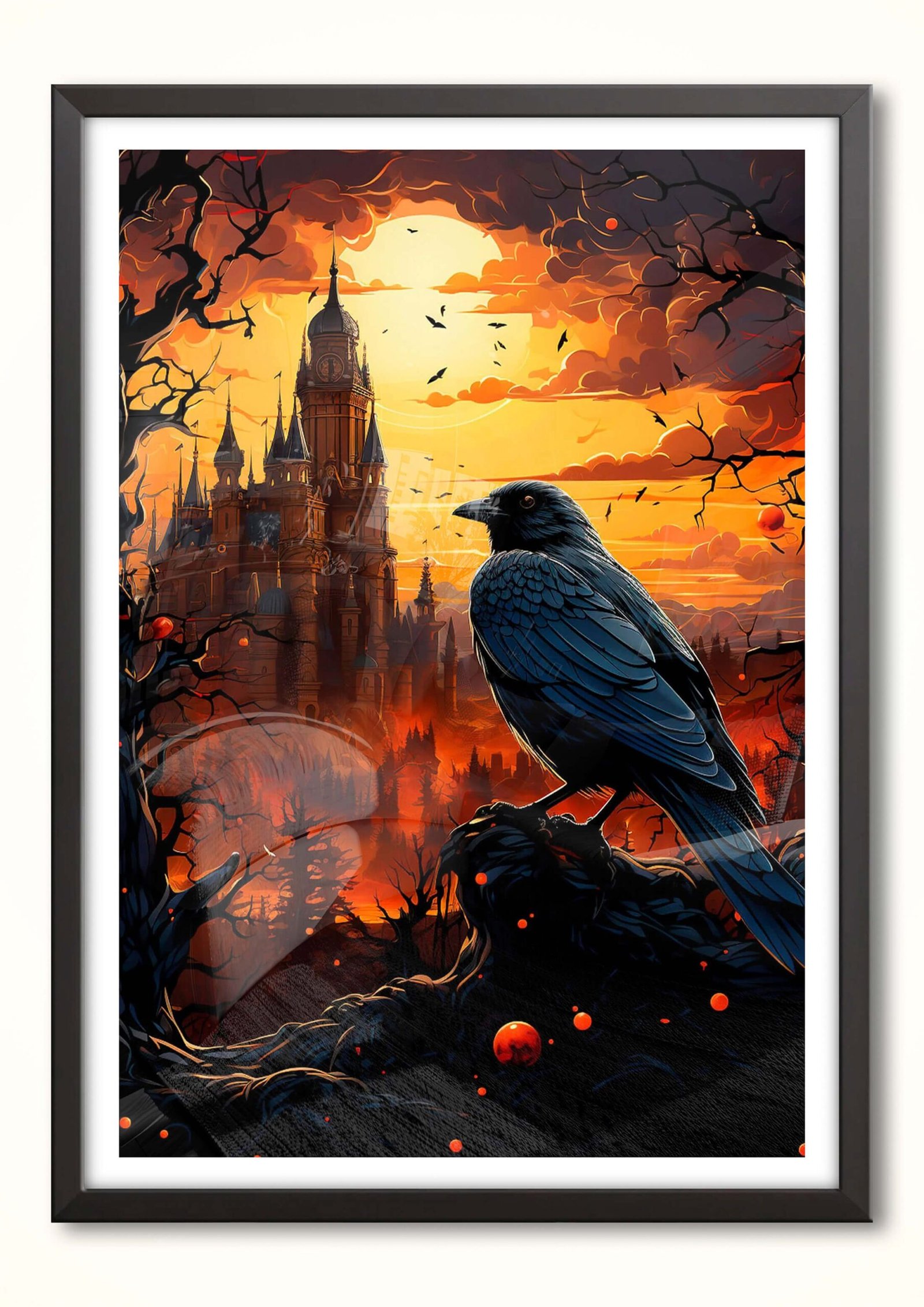 Quadro Decorativo Alvorecer do Corvo: O Vigia Crepuscular