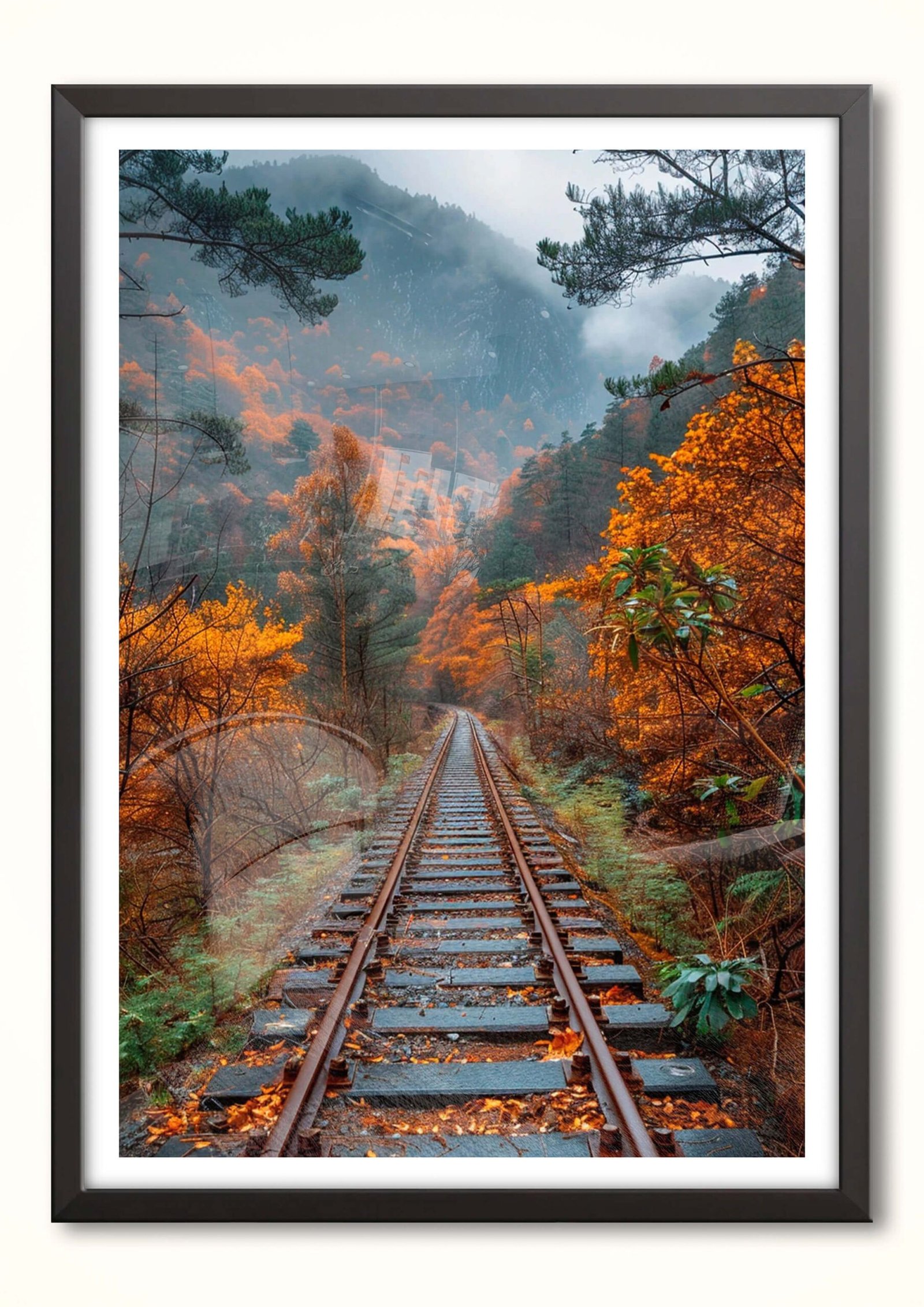 Quadro Decorativo Trilhos da Memória: A Jornada Outonal