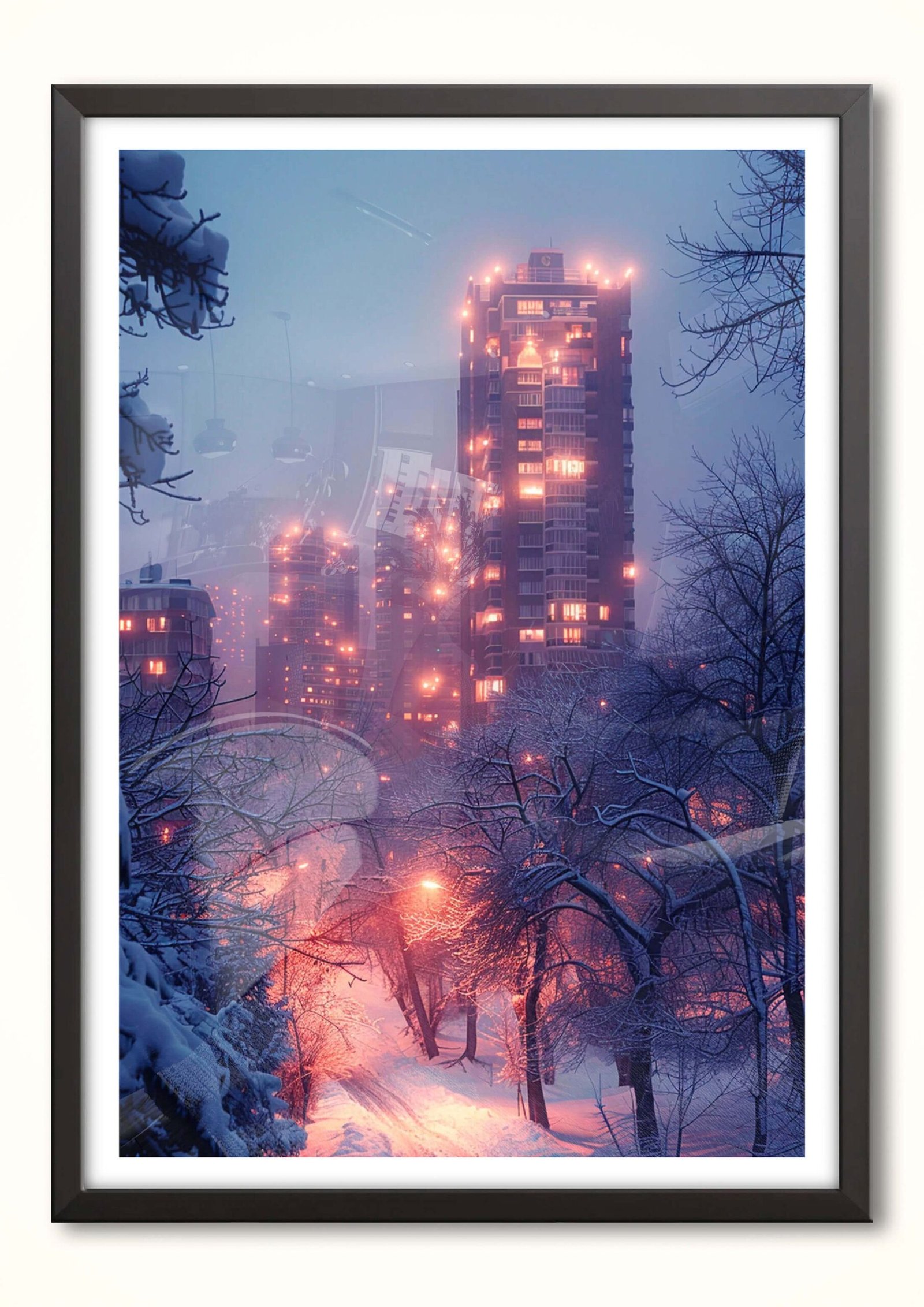 Quadro Decorativo Luzes de Inverno na Cidade